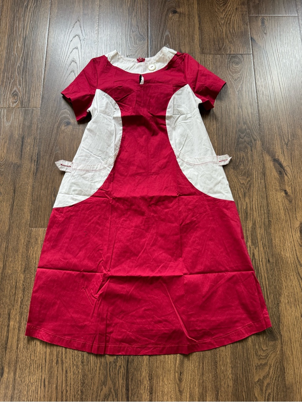 Shabby Apple Red Dress with White Panel Details